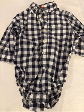 OshKosh B'gosh Black & White Gingham Button-Up Baby Bodysuit